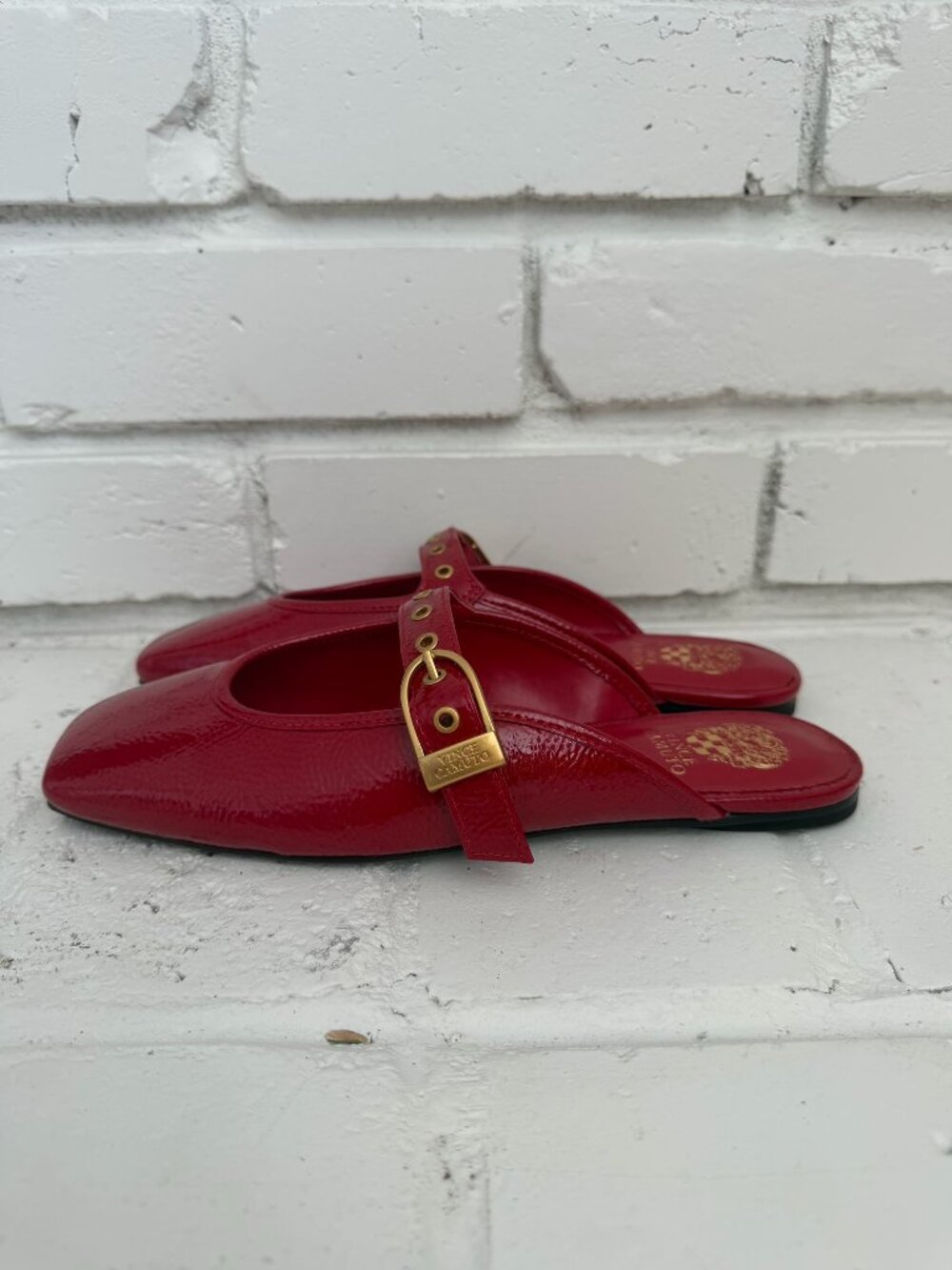 Vince Camuto Red Patent Square Toe Mary Jane Mules Size 6.5